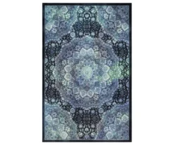 Joliet Black & Blue Mandala Area Rug, (4' X 6')