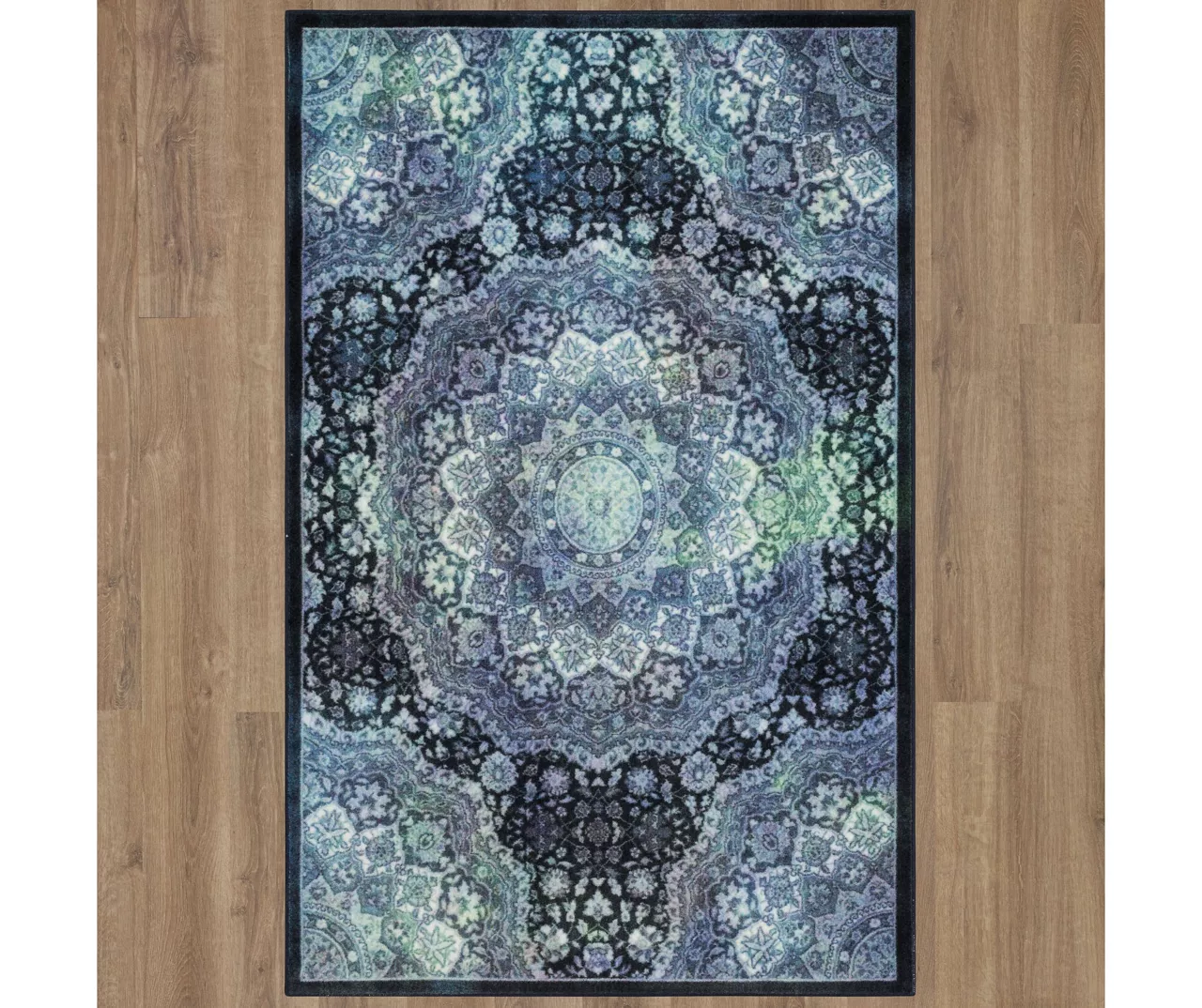 Joliet Black & Blue Mandala Area Rug, (5' X 8') - Image 4