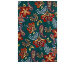 Whinston Dark Blue & Red Paisley Area Rug, (5' X 8')