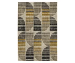 Mohawk Crescent Oyster Taupe & Mustard Abstract Area Rug