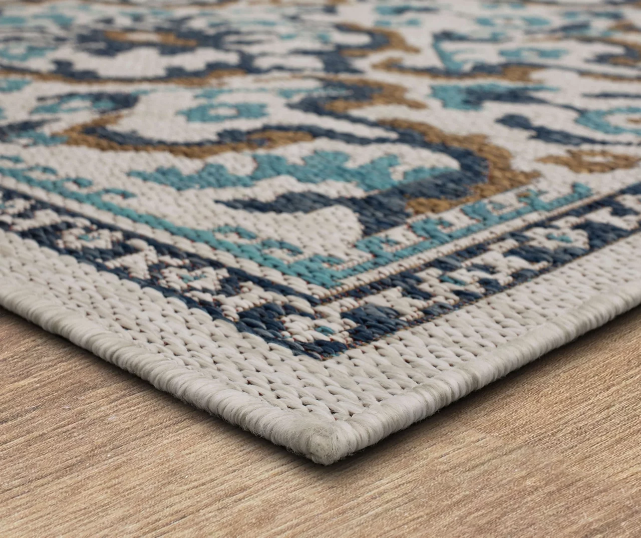 Coastal Desire Blue & Brown Ornamental Outdoor Area Rug, (8' X 10') - Image 2