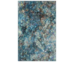 Blue & Multi-Color Layered Marble Area Rug, (8' X 10')