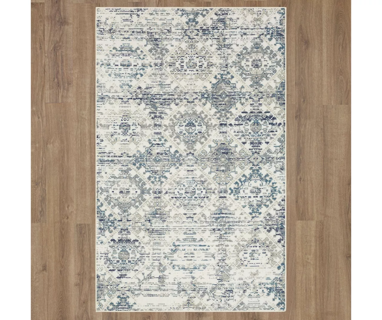 Pallas White & Blue Geo Ornamental Area Rug, (5' X 8') - Image 3