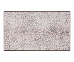 My Magic Carpet Miya Brown & White Leopard Print Washable Area Rug, (3' X 5')
